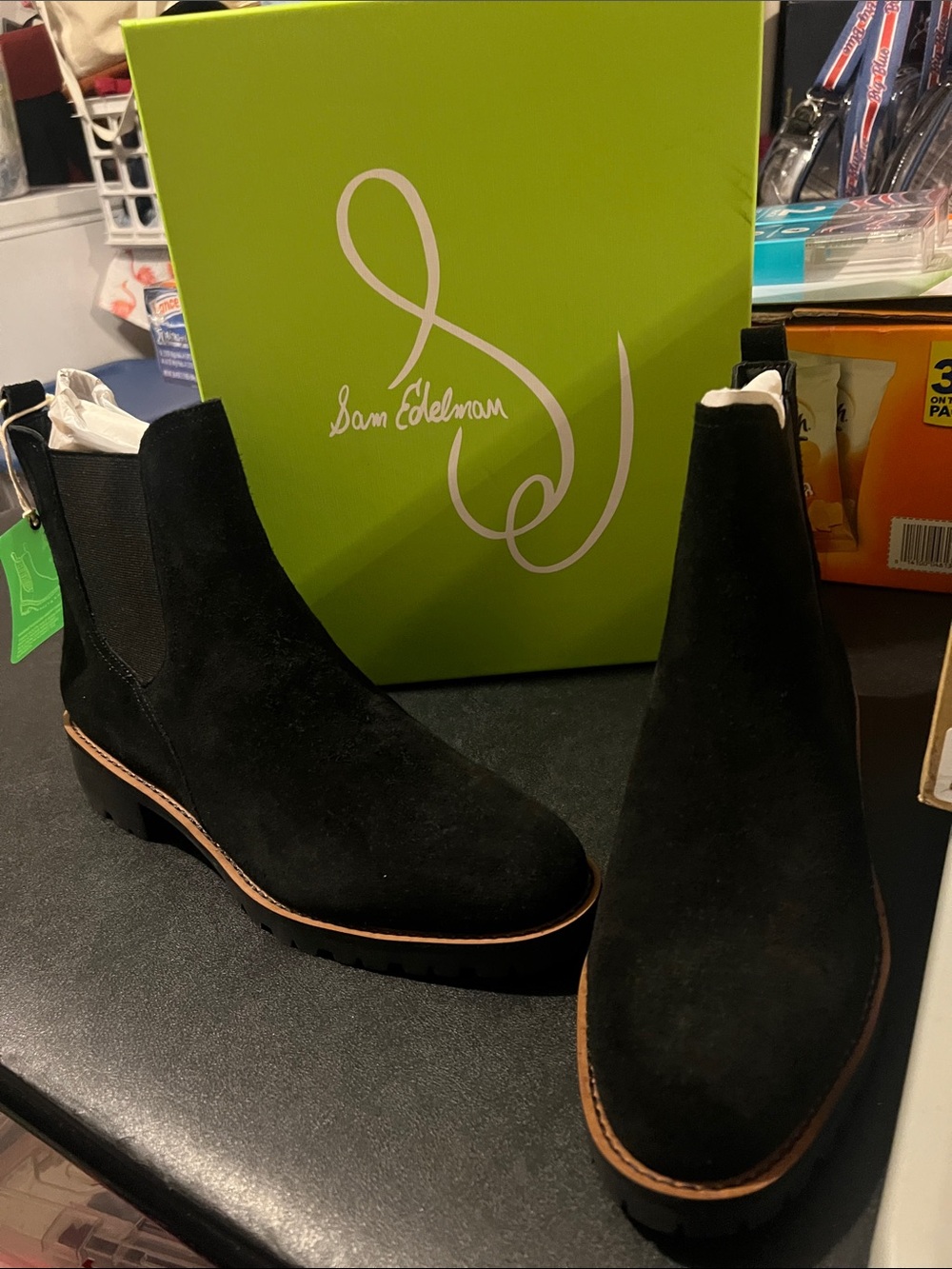 Sam Edelman ankle booties size 10 Jazmine Black Suede Chelsea Ankle Boots